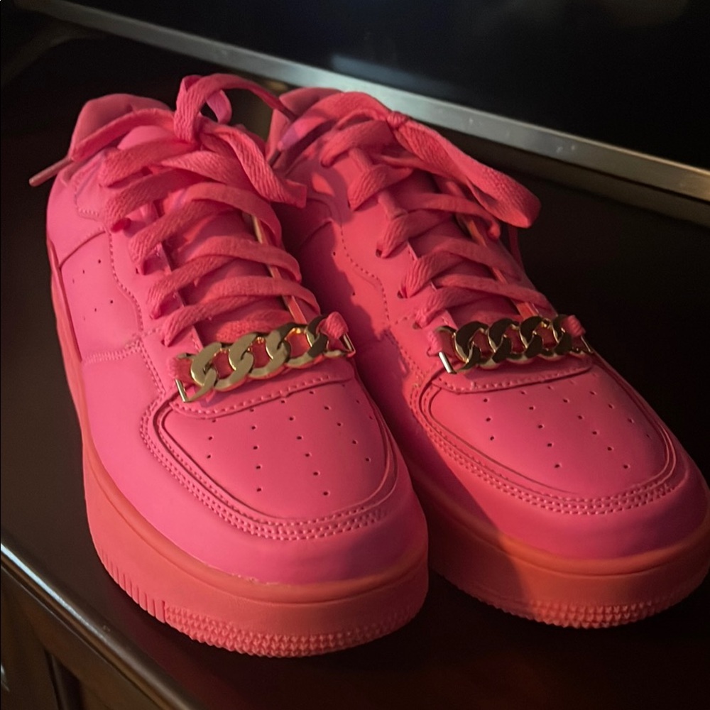 Pink and Gold Nike Sneakers with Chunky Sole